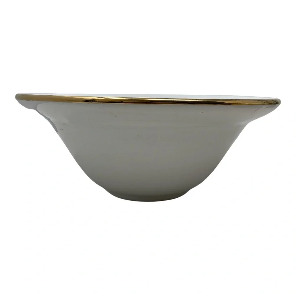 Pier 1 Large Pasta Bowl. White with Gold Rim Trimming. 12”x 4.5”